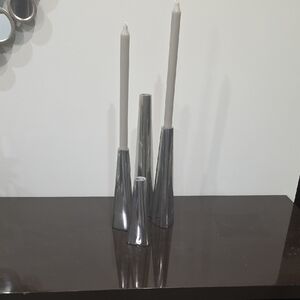 IKEA Silver Cone Taper Candle Holder Set